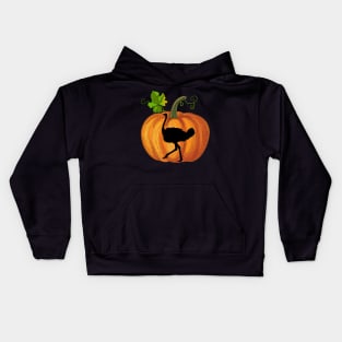 Ostrich in pumpkin Kids Hoodie